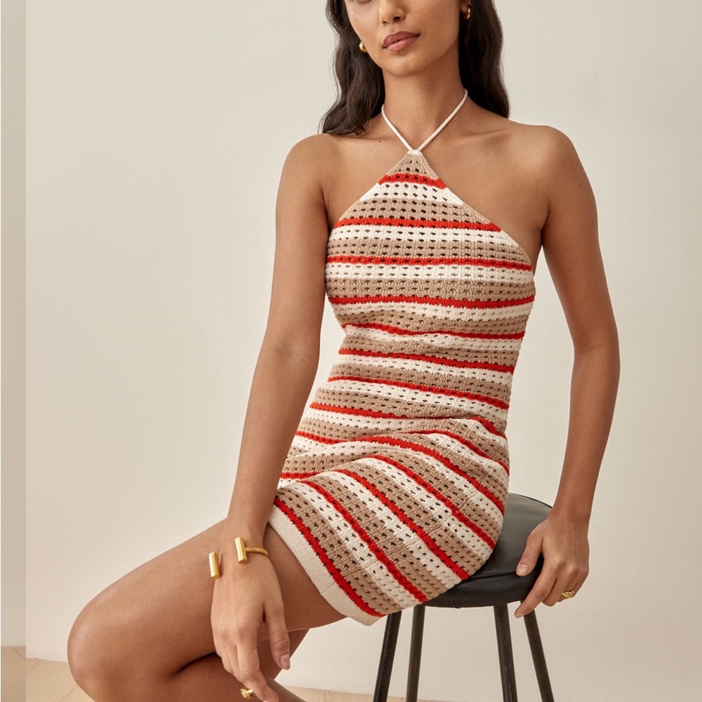 Reformation Martel Open Knit Mini Dress